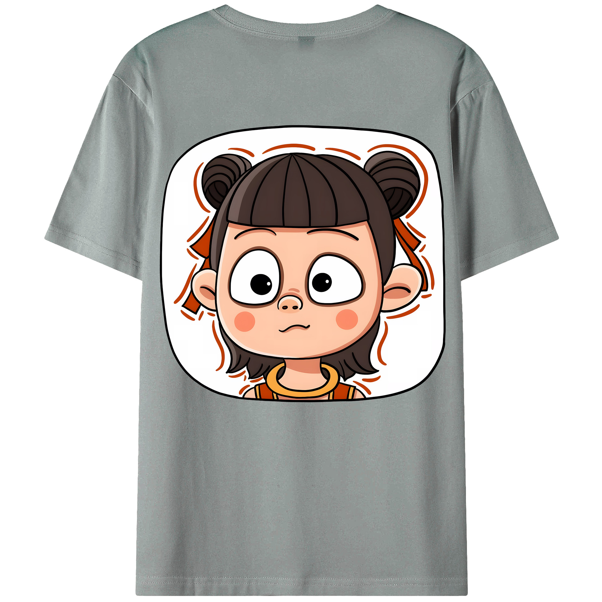 （画像用） Ne Zha 2 ナタ 魔童の大暴れ 綿100％ メンズ半袖Tシャツ（バックプリント） 通気性